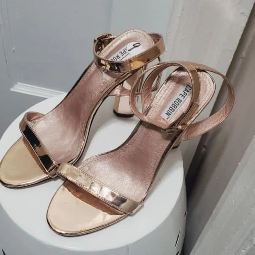 Women RoseGold Chunky Sandal Heels 🌴